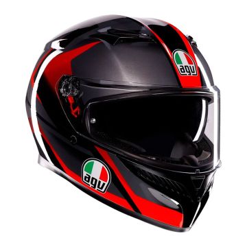 Capacete integral AGV K3 E2206 STRIGA Preto Cinzento Vermelho