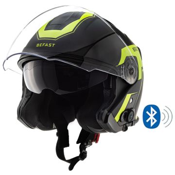 Casco jet Befast JET Connect Giallo Nero con interfono integrato